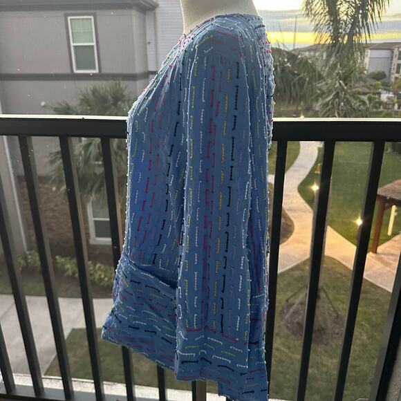 Habitat Blue, Multicolored Stitched, Long Sleeve, Pocketed, Light Weight Top- M - Picture 4 of 10